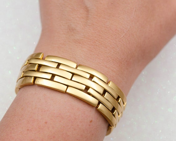 Vintage Monet Chain Bracelet Satin Gold 