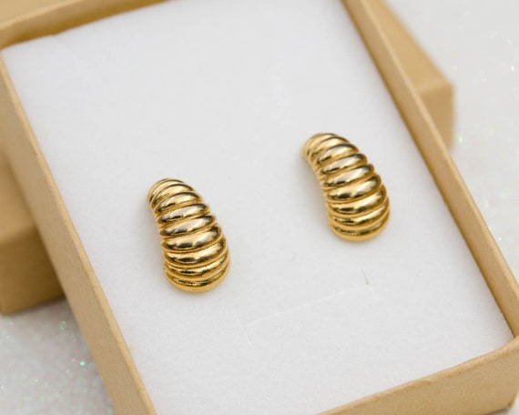 Monet hoop earrings Gold huggie earrings Half hoop