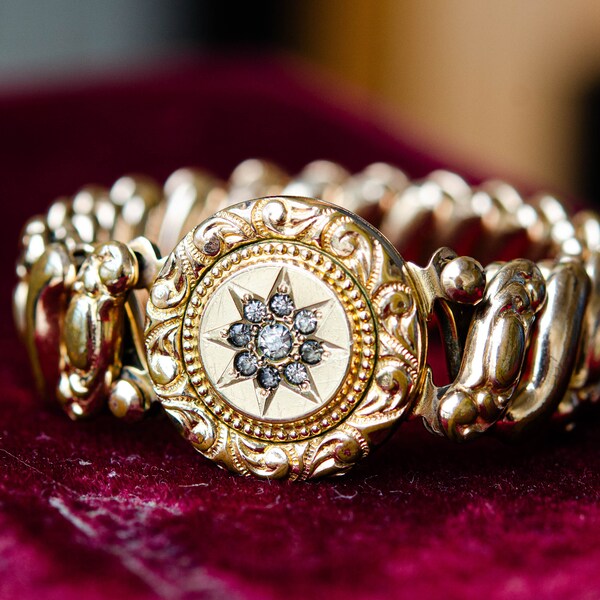 Bracciale con medaglione con foto vintage Bracciale di espansione Sweetheart Bracciale riempito in oro per polso piccolo