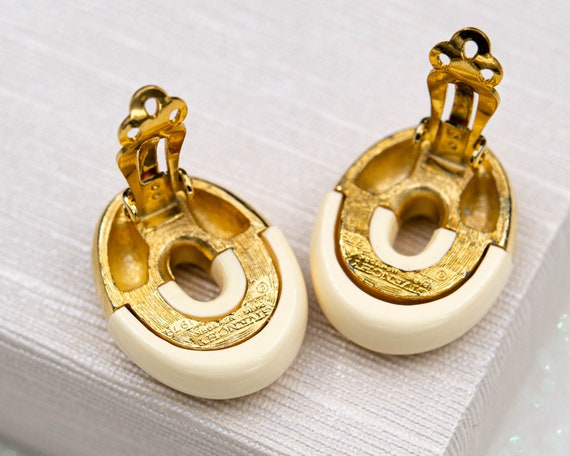Iconic Givenchy clip on earrings Cream gold donut… - image 10