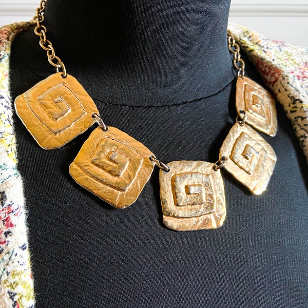 Vintage Park Lane necklace Massive choker Gold chunky bib necklace Huge spiral choker