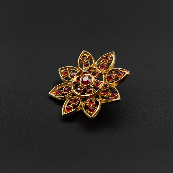 Garnet brooch Sunflower brooch Xmas brooch