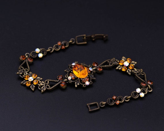 Topaz bracelet November birthstone Amber glass bra