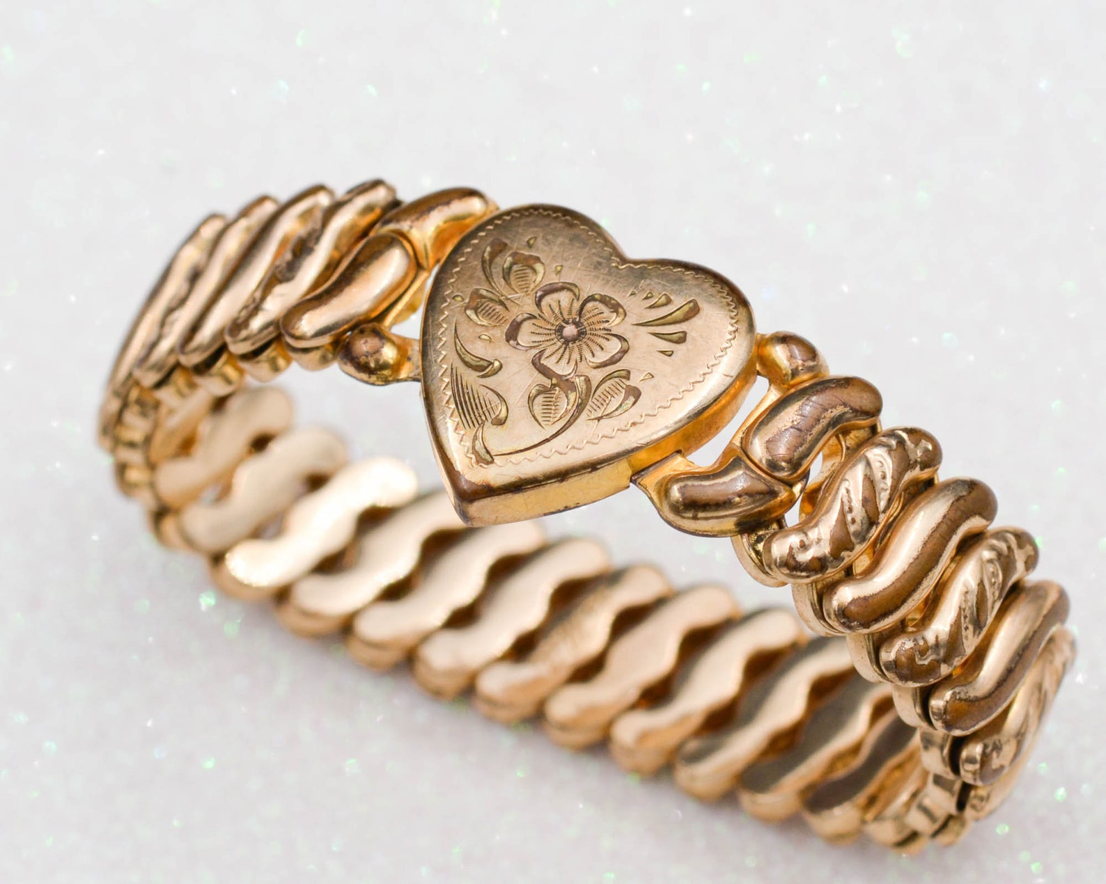 Vintage sweetheart expansion bracelet Antique gold heart Etsy