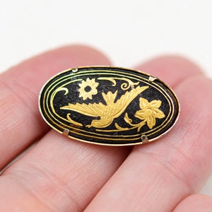 Vintage Spanish Damascene brooch Tiny gold swallow bird pin Spanish mom gift