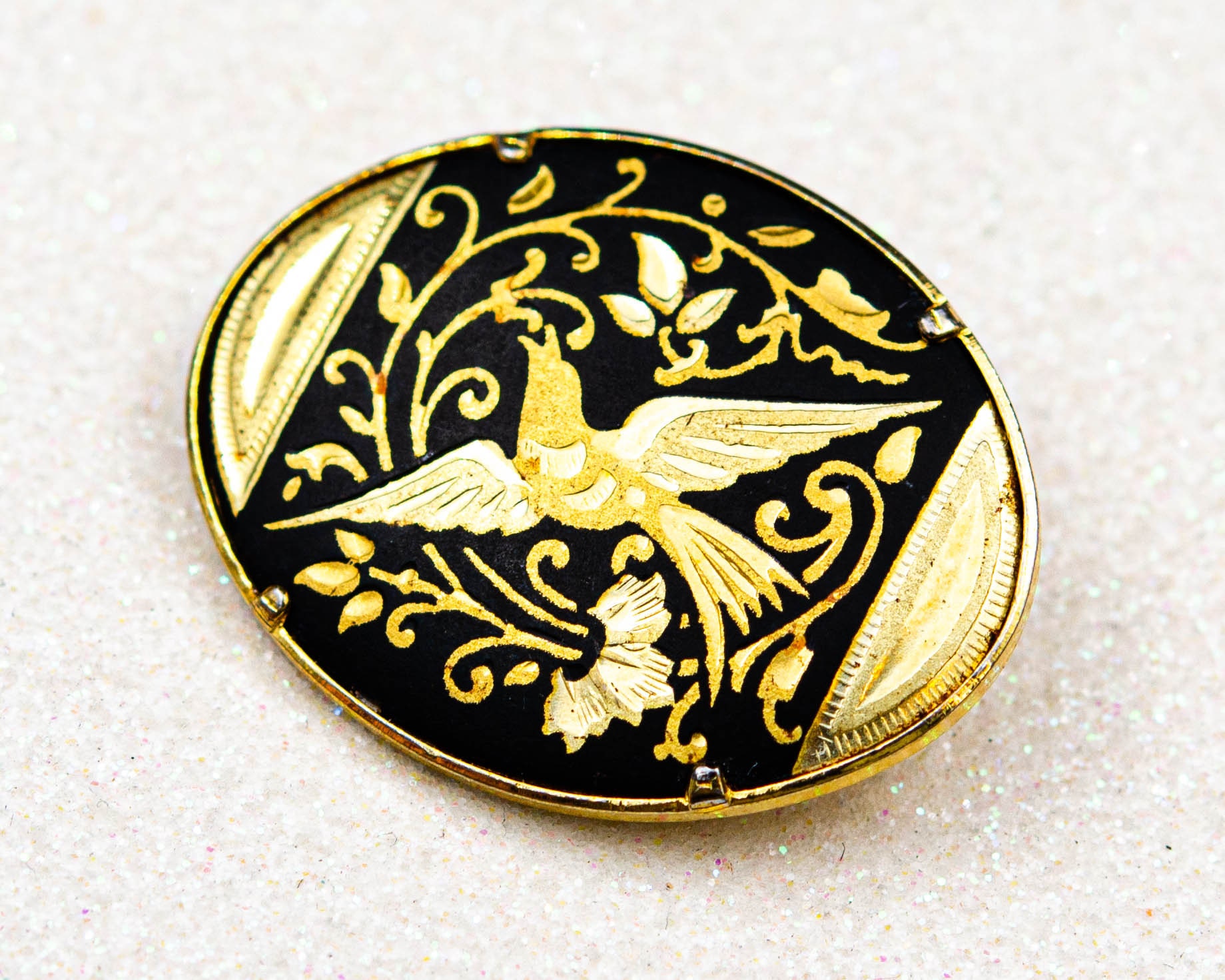 Vintage Spanish Damascene brooch Swallow brooch Spanish mom gift