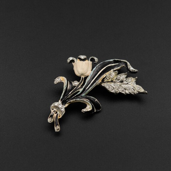 Tulip brooch, antique brooch enamel, cottagecore b