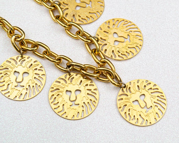 Vintage Anne Klein necklace Gold lion head neckla… - image 9