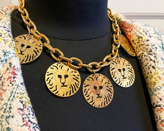 Vintage Anne Klein necklace Gold lion head neckla… - image 1