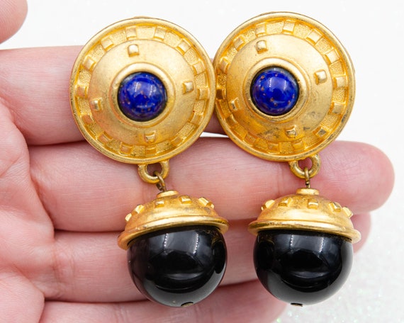 Vintage Jomaz Gold Plated Rhinestone Clip Earrings