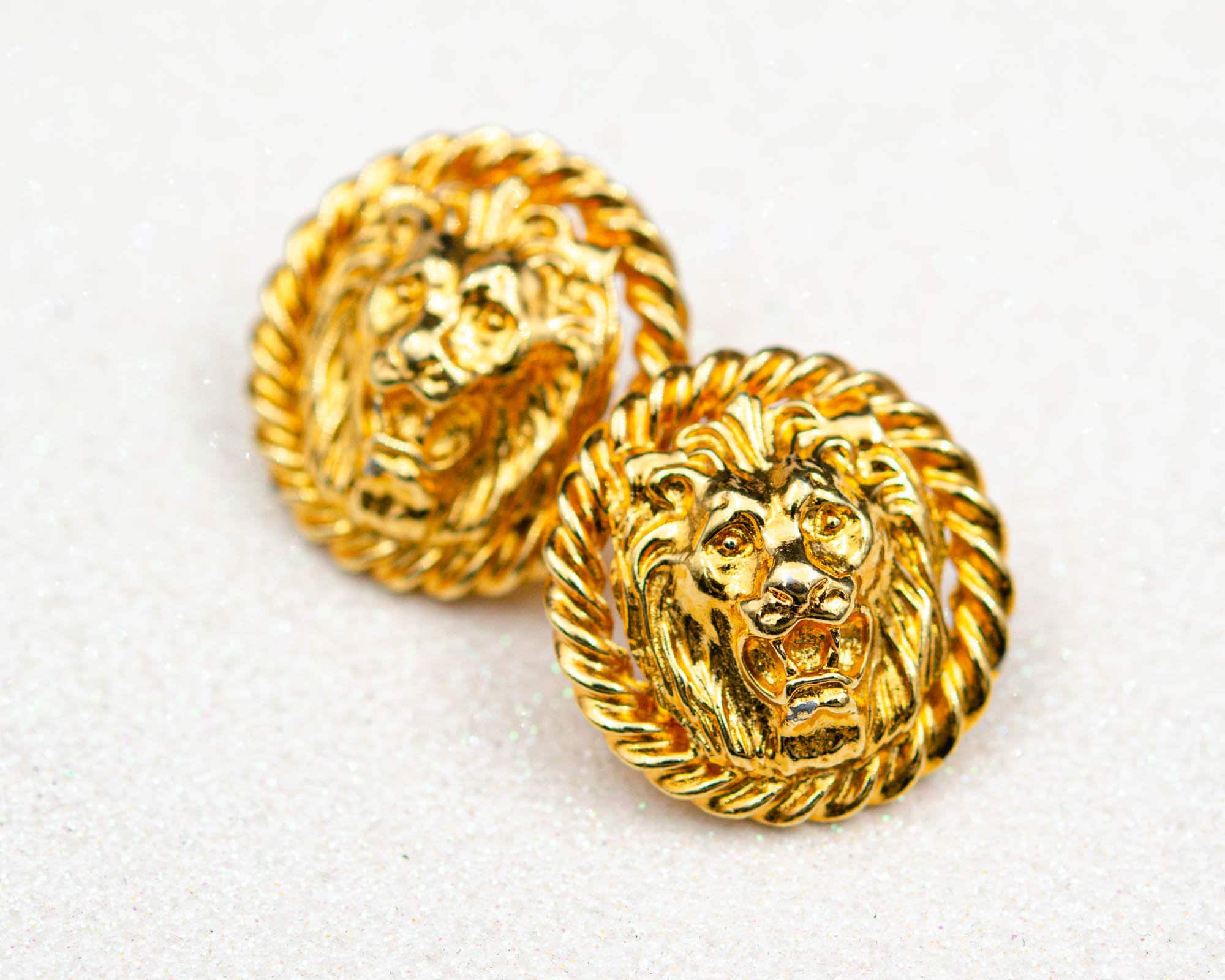 Vintage Anne Klein Earrings Lion Head Earrings Gold Chunky Etsy