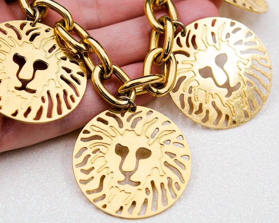 Vintage Anne Klein necklace Gold lion head neckla… - image 2
