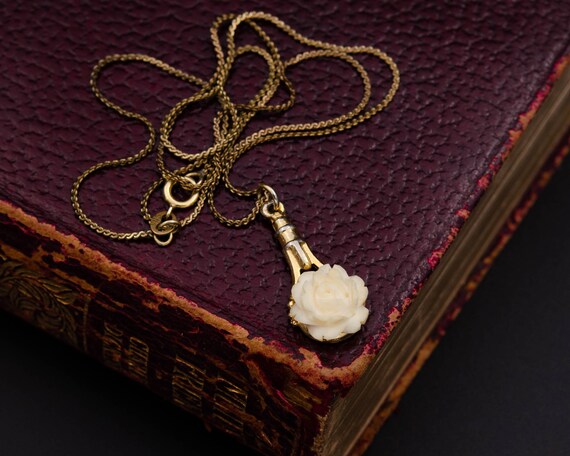 White rose flower necklace for girl Dark Academia