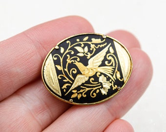 Vintage Spanish Damascene brooch Swallow brooch Spanish mom gift