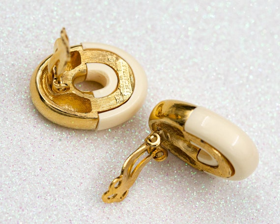 Iconic Givenchy clip on earrings Cream gold donut… - image 3