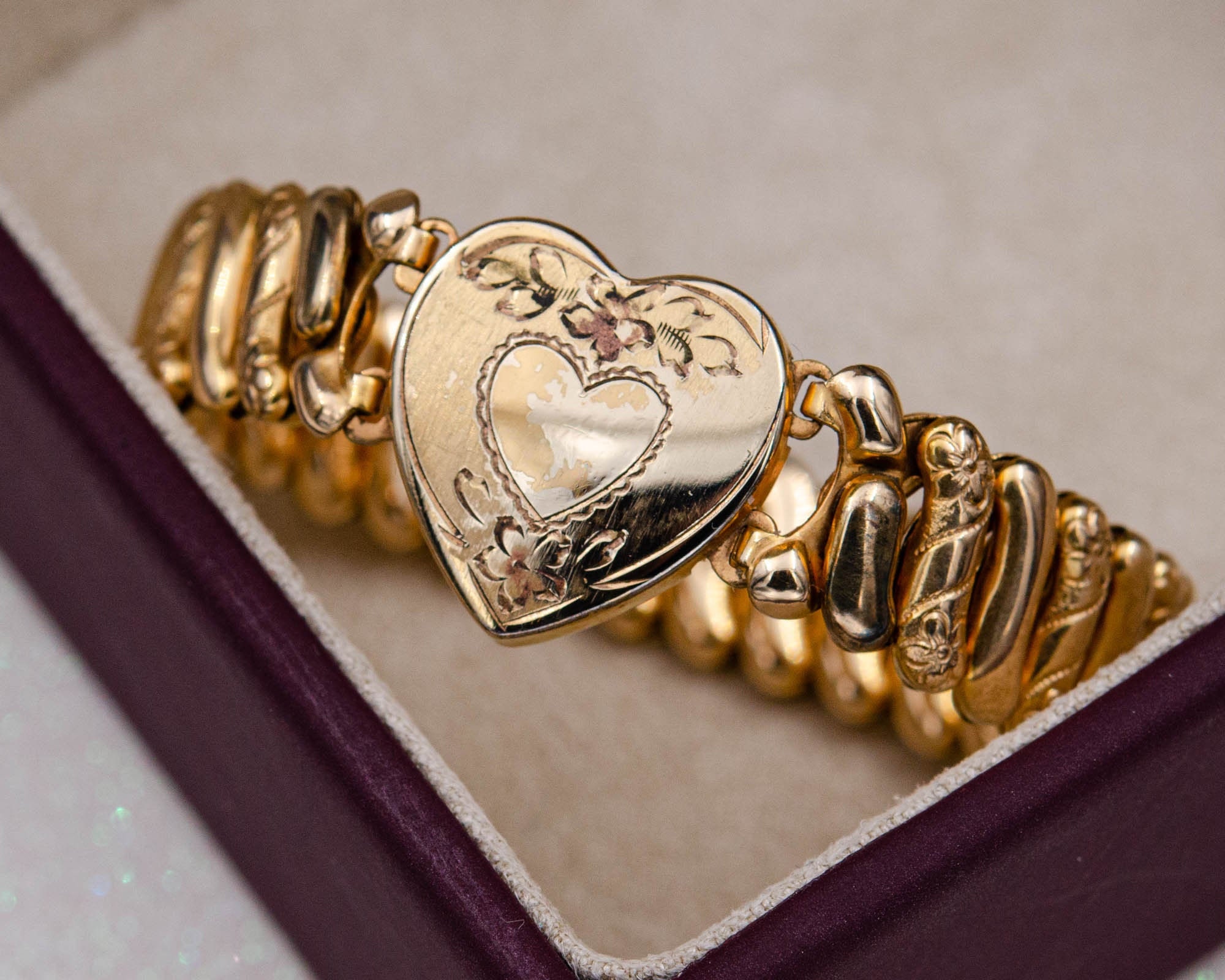 Sweetheart expansion bracelet Antique heart bracelet Small Etsy