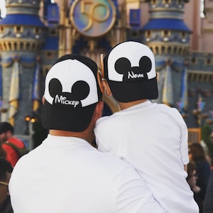 Mickey boys hat, Mickey ears trucker hat, family Disney Mickey Trucker hats - dad and son caps - Personalized Mickey trucker hat -