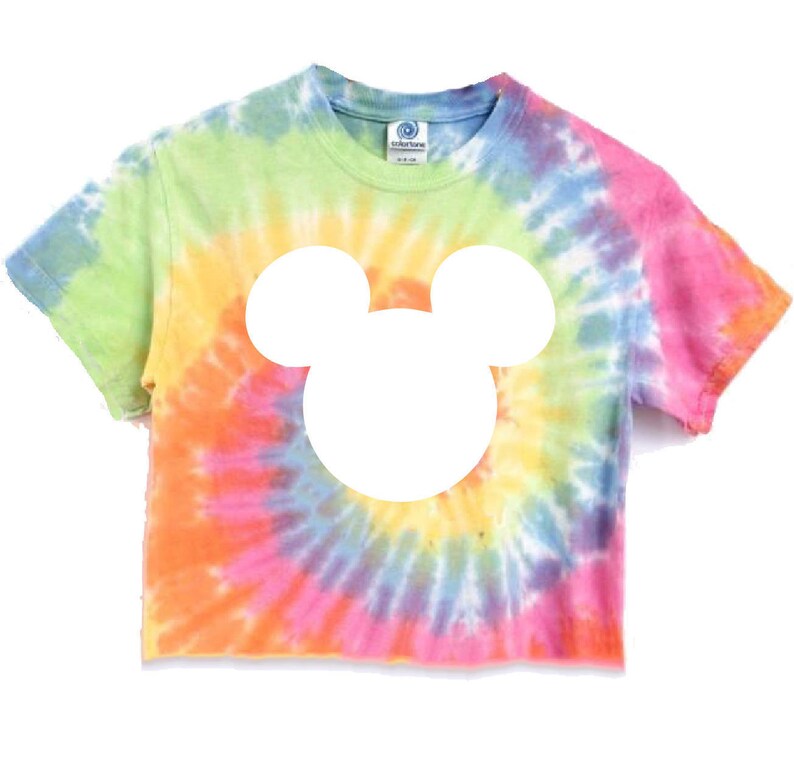 Tie Dye Mickey Shirt Tie Dye Mickey Disney Cropped Tee Etsy