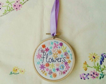 Flowers Hoop Art | Hand Embroidery | Modern Embroidery | Flower Embroidery | Summer | Wall Art | Wall Hanging | Home Decor | |