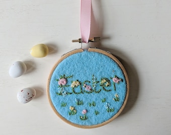 Floral Easter Hoop Art | Hand Embroidered | Flower Embroidery | Modern Embroidery | Wall Hanging | Wall Decor | Wall Art | Home Decor |