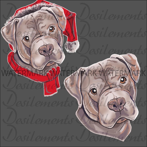 Pit Bull Dog Christmas Clip Art Ugly Sweater Clipart Png Etsy