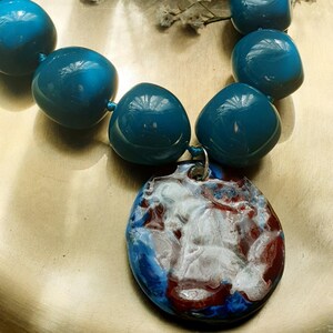 Resin choker with Raku ceramic