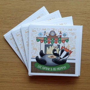 Badger Christmas Cards | Pack of 4 Christmas Cards | British Wildlife Christmas Cards | Multipack of Xmas Cards | Christmas Card Packs |