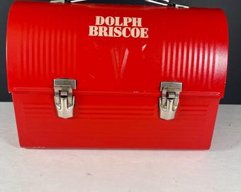 Vintage Dolph Briscoe Red Metal Domes Lunchbox 1976