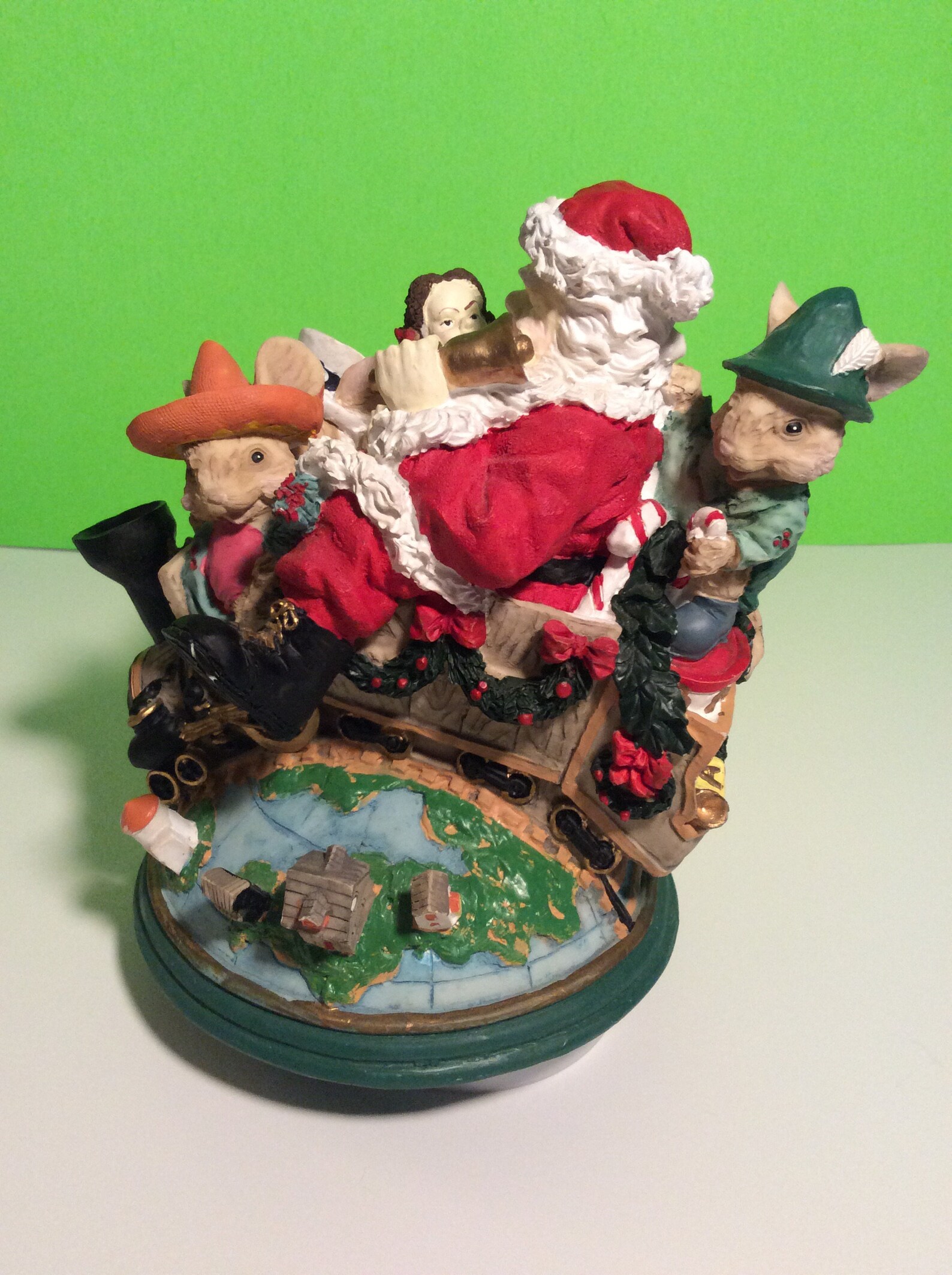 Vintage Revolving Music Box Santa in His Sleigh its a Small World Etsy