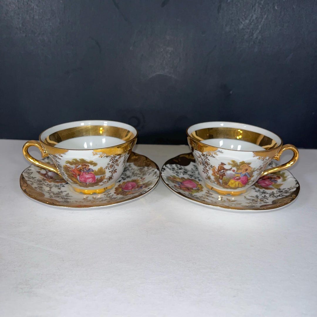 Vintage 22kt Gold Kinst-palette Regnitzlosau Germany 4 Piece Cup and ...