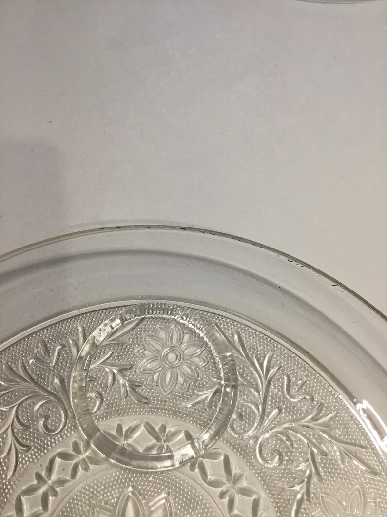 Vintage Clear Glass Luncheon Plates With Cups/set of 3 Etsy