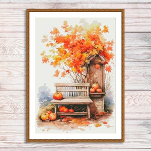 Herfst Pompoenen Cross Stitch Patroon Digitaal Patroon Zonnebloemen Modern Decor Wilde Bloemen Patroon Boeket Borduurnaaldpunt Grafiek