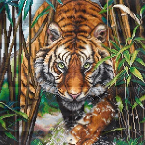 Tiger Counted Cross Stitch Kit Tropical forest Animal Cross Stitch Luca-S kits Needlepoint kits Embroidery kit Modern Hand Cross Stitch