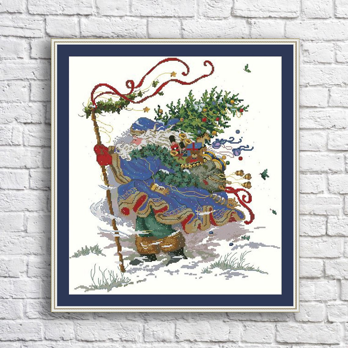 Snowy St Nick Christmas Cross Stitch Pattern Modern Embroidery