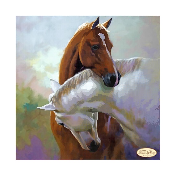 ビーズ刺繍キット 馬のペア 針仕事キット ビーズ細工 手刺繍キット