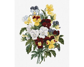 Blue Flowers cross-stitch kit on Aida 16 count canvas