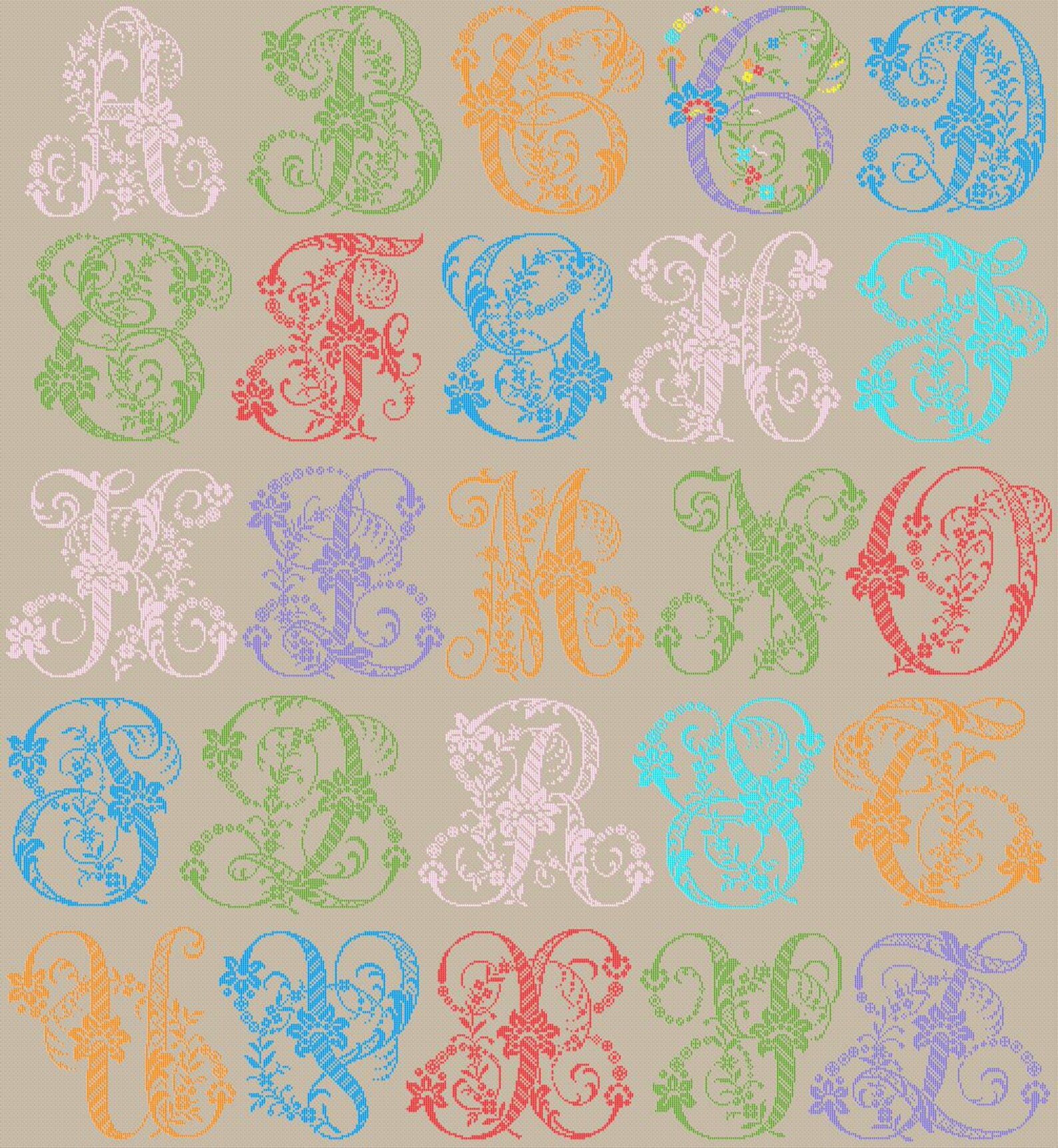 Vintage Lace Alphabet Counted Cross Stitch Pattern Graceful Etsy