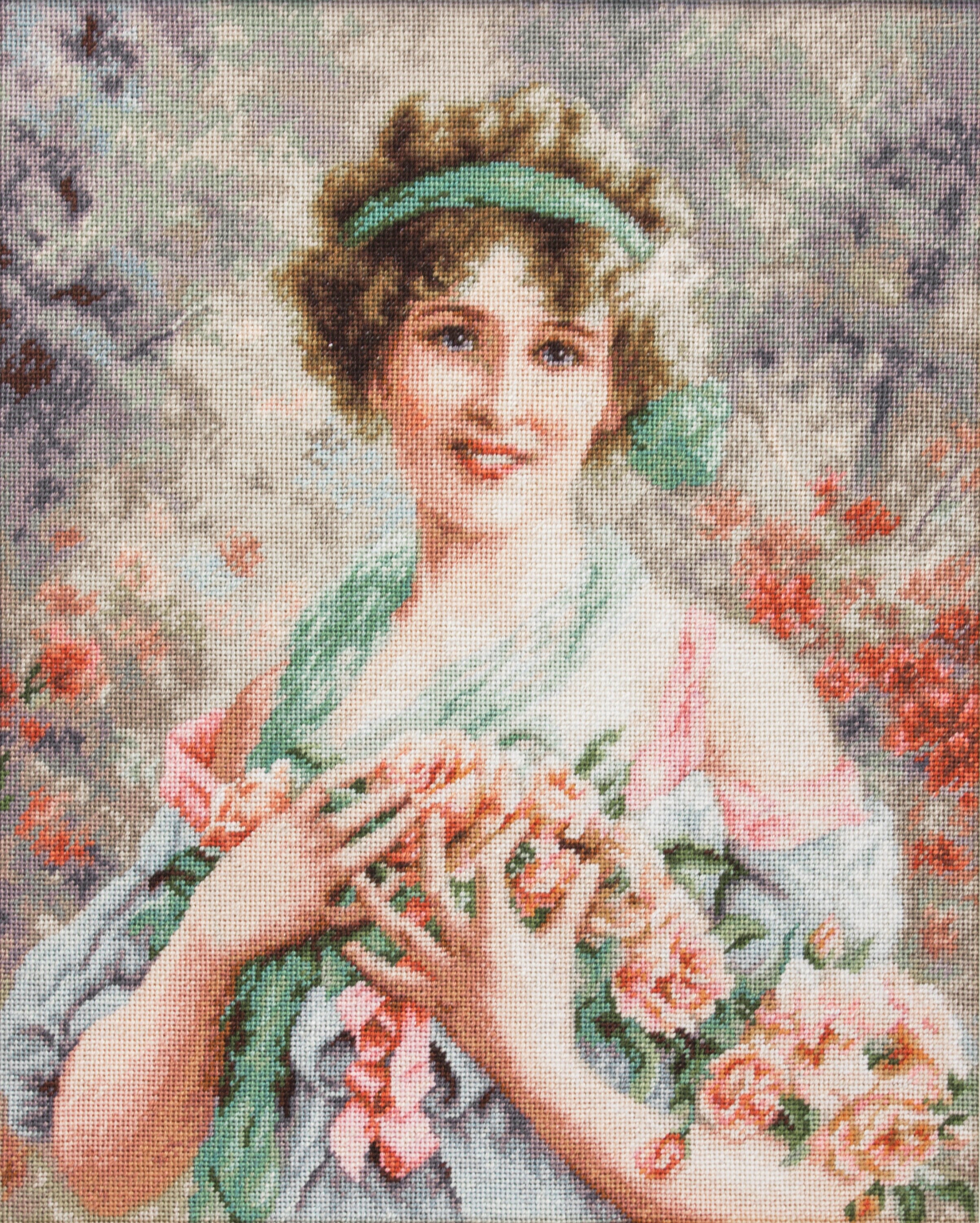 Gobelin Tapestry Kit Girl With Roses Gobelin Stitch Kits Etsy