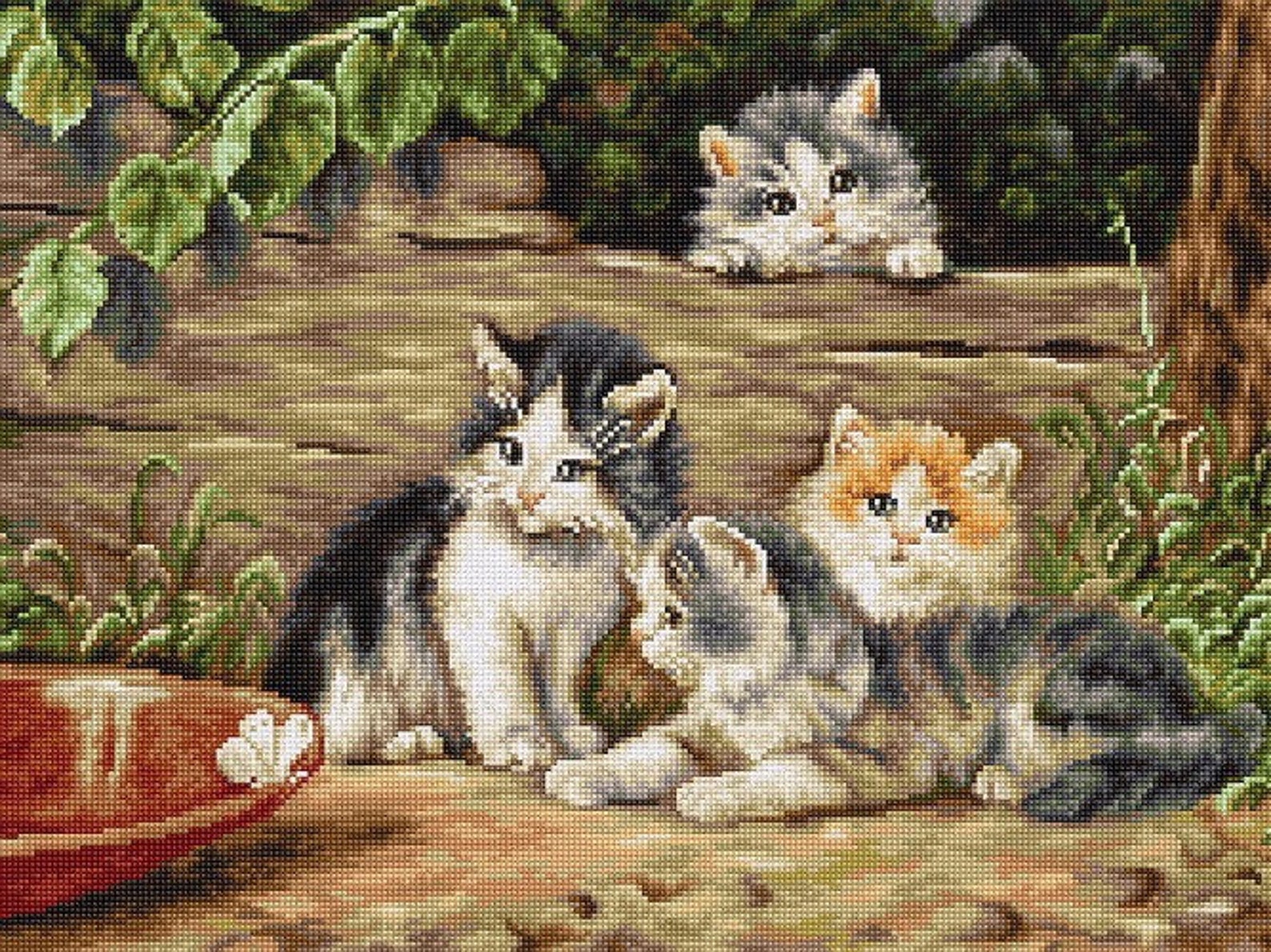 Gobelin tapestry Kit Playing kittens Gobelin Stitch kits Etsy