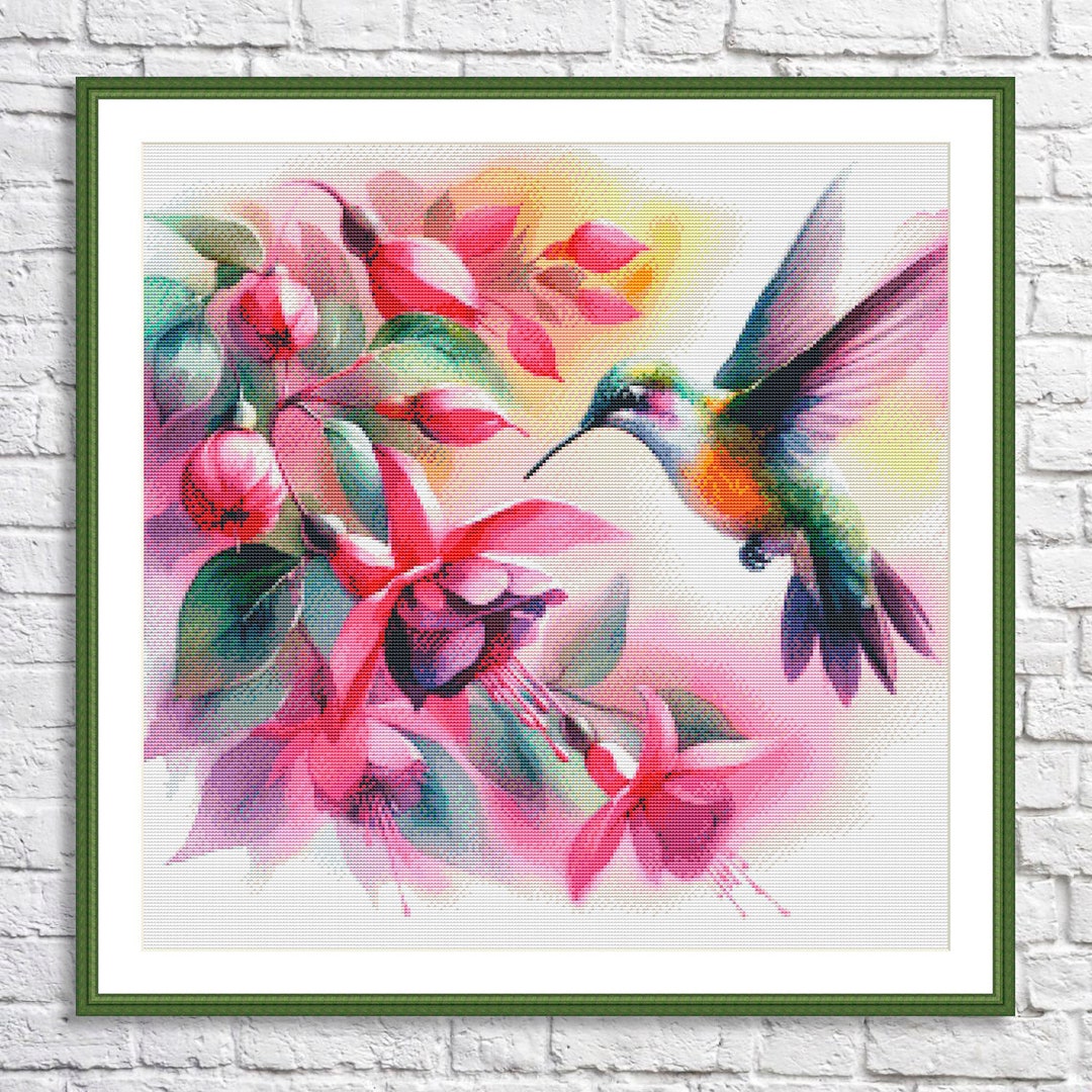 Kit Point De Croix Sunset "Hummingbird And Fuchsias" (colibri Et Fuchsias) - Réf. 13139