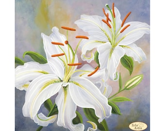 Bead Embroidery kit White lilies DIY Needlework Kit Garden flowers Beadwork Hand embroidery Beading Embroidery of beads Wall Home decor