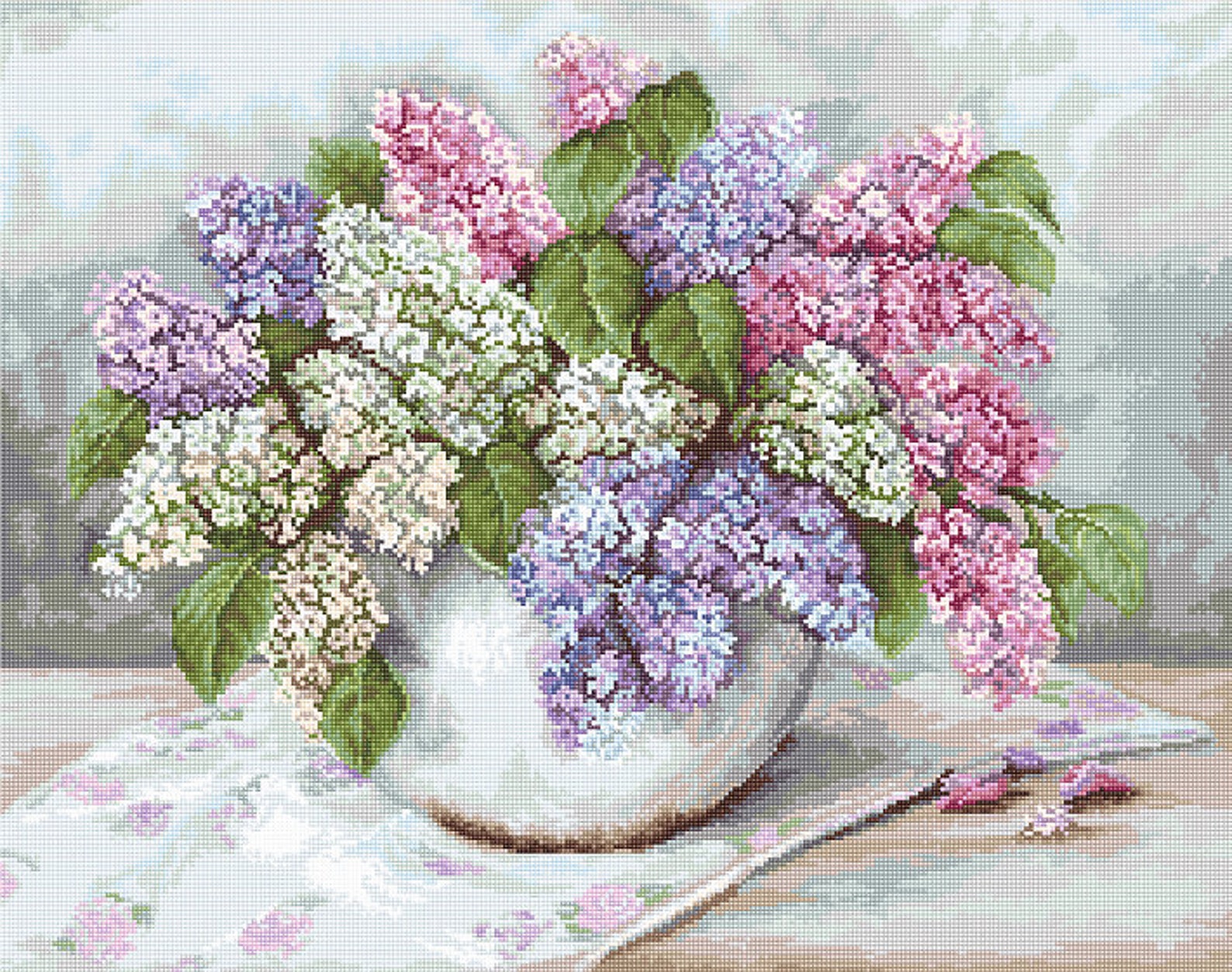 Lilac Counted Cross Stitch Kit Still Life Modern Cross Stitching Kit ...