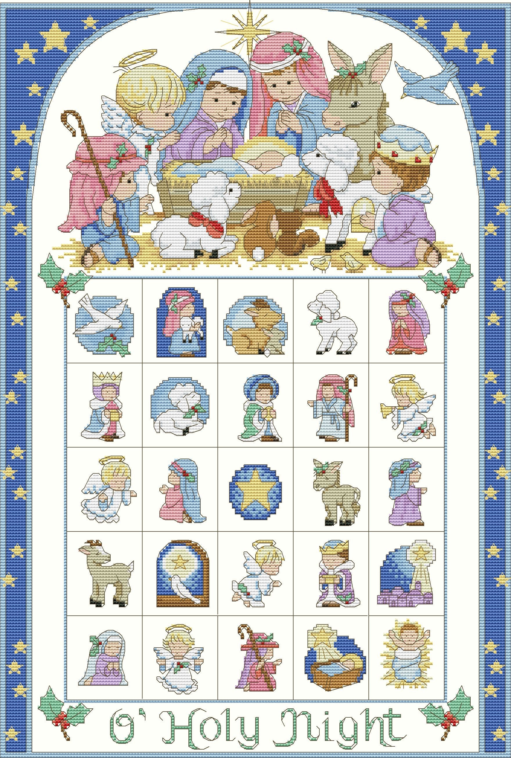 Holy Night Advent Calendar Christmas Counted Cross Stitch Etsy