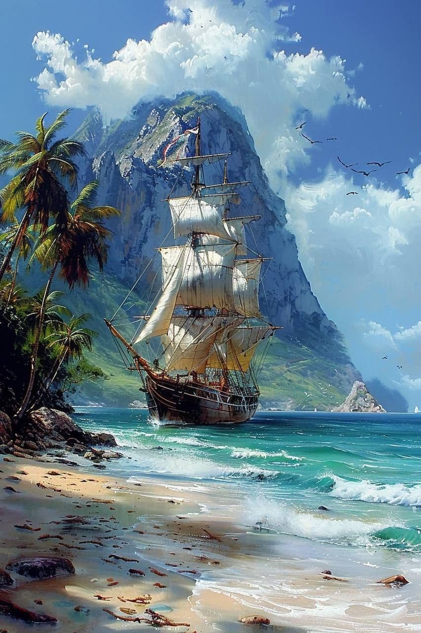 Clipper Ship Pattern Clipper Ship Cross Stitch Pattern Voyage Digital Pattern PDF Tropical ...