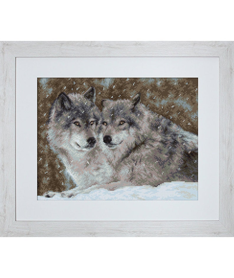 Counted Cross Stitch Kit Two Wolves Counted Cross Stitch Etsy