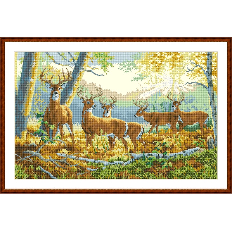 Cross Stitch Pattern Deer in the Forest PDF Digital Pattern Modern ...