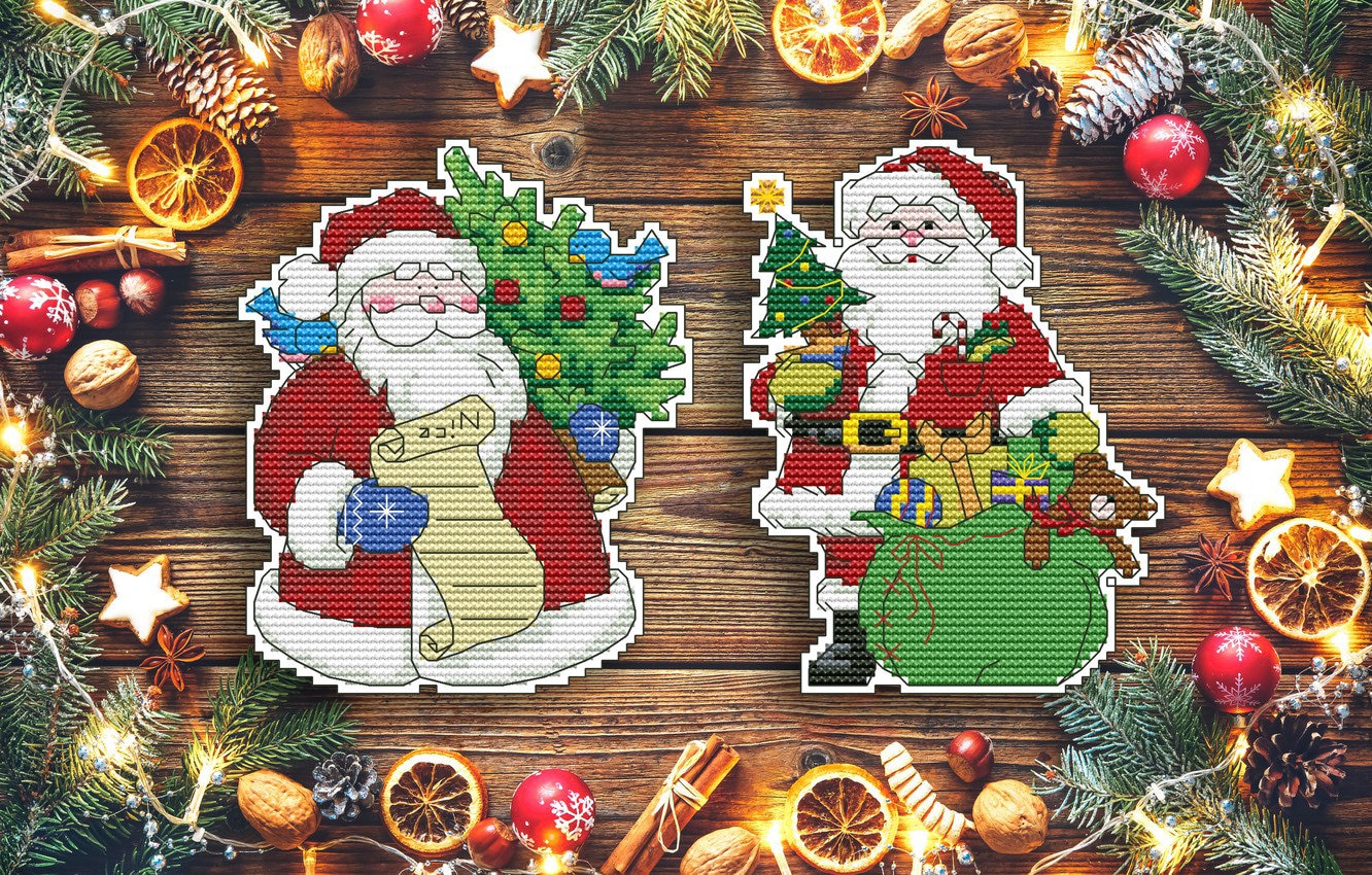 Santa Christmas Cross Stitch Pattern Christmas Tree Ornament - Etsy