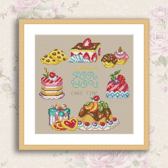 Cake Time Cross Stitch Pattern Cupcake Cookies Digital Pattern | Etsy