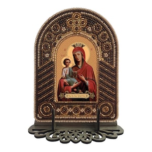 Kit de bordado de cuentas Icono ortodoxo Madre de Dios Santísima Virgen María Bordado de cuentas Costura de cuentas BK2008