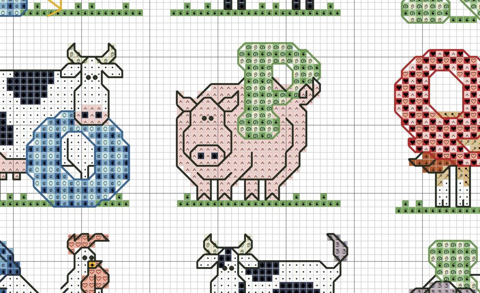 Farm Animals ABC Sampler Counted Cross Stitch Pattern ABC Etsy